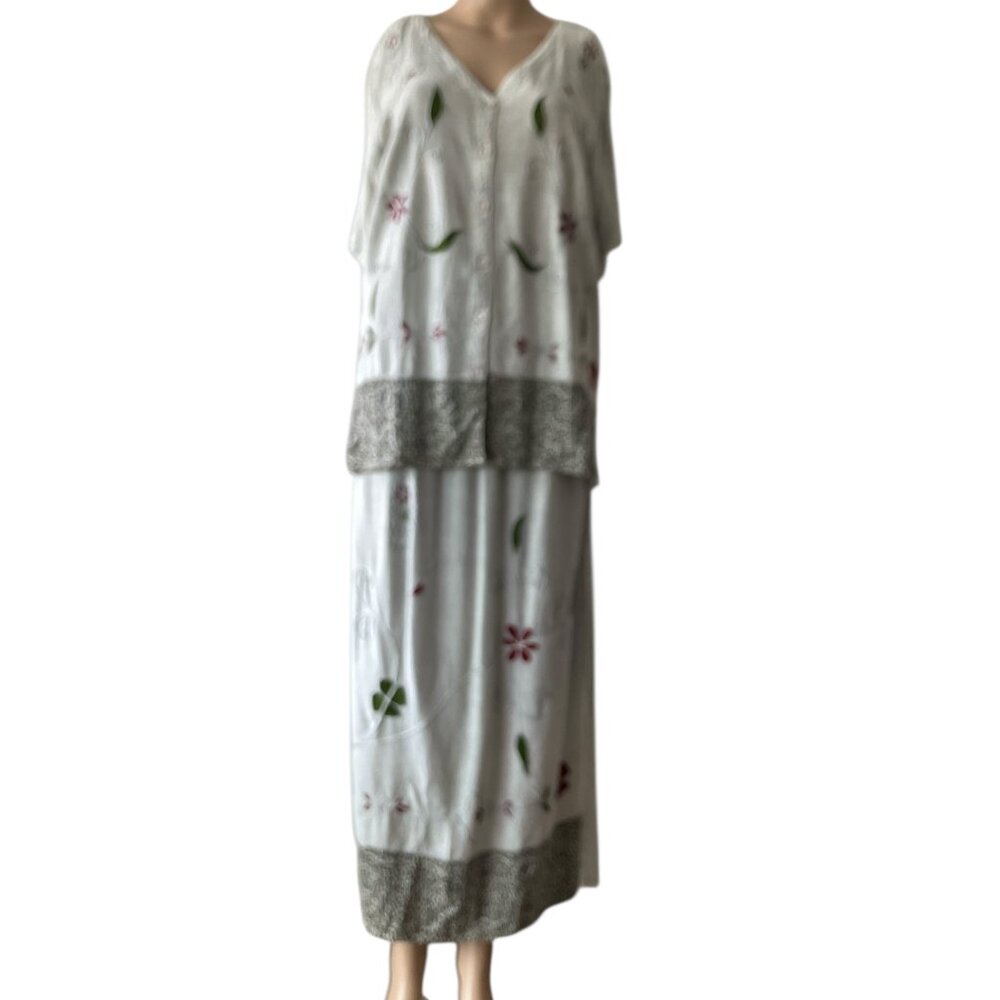 Vintage Speed Control NY Two Piece Skirt and Top Embroidered Size L Set